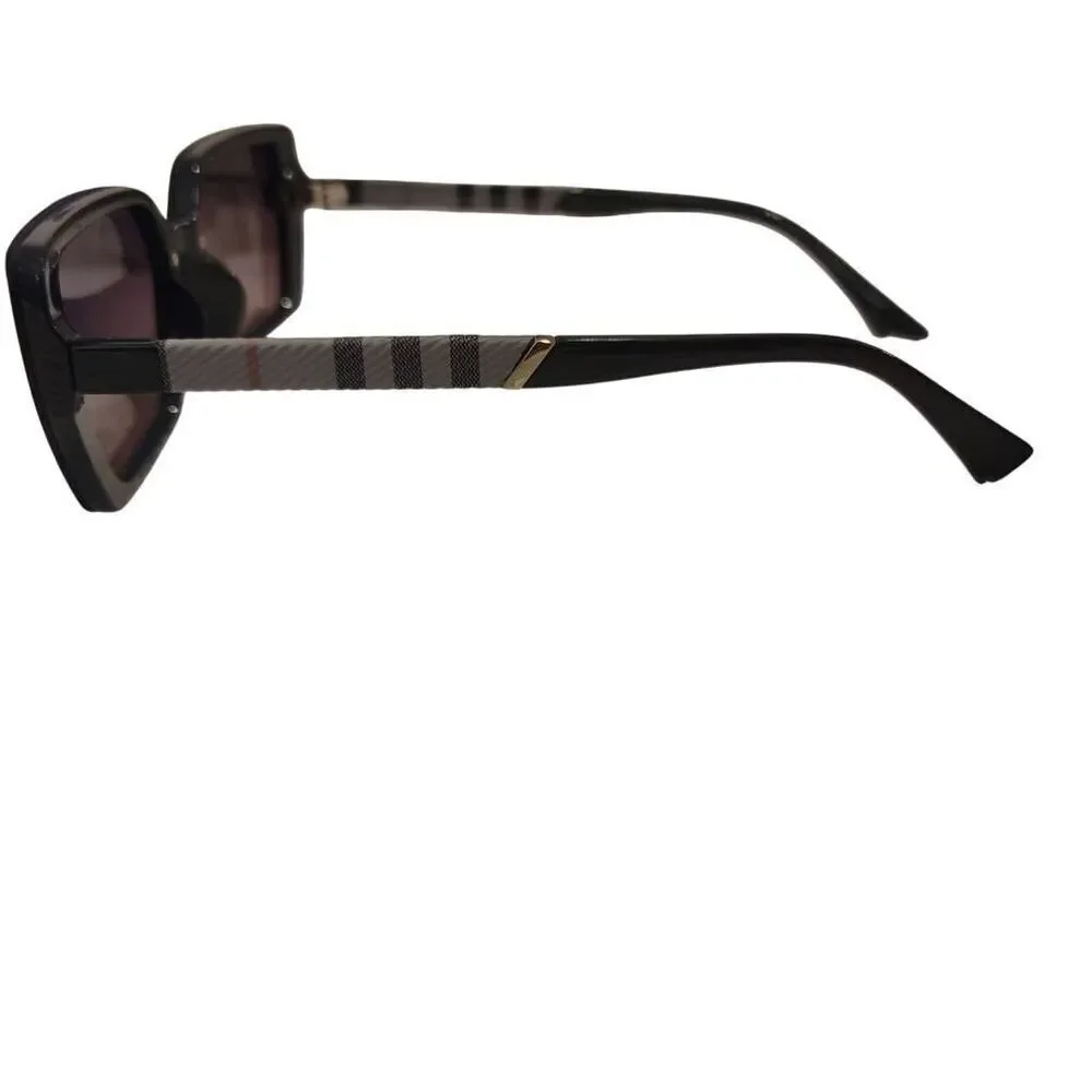 Fashion Checkered Pattern Black Frame Sunglasses
